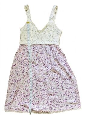 Japna White Crochet Top with Lavender Floral Skirt Girls' Dress